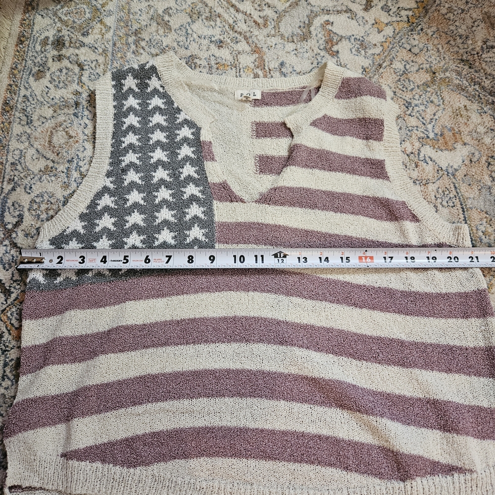 POL Patriotic Americana Lightweight Knit Flag Sweater Med - Picture 7 of 11
